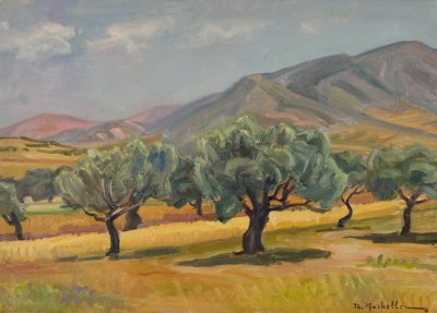 Olive Trees — Oil painting, Canvas, 50.00×70.00cm — Theodoros Markellos